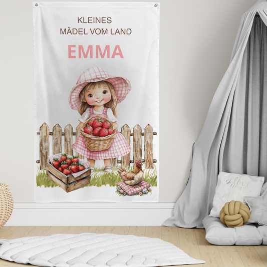 Landmädchen-Personalisierter Wandbanner fürs Kinderzimmer