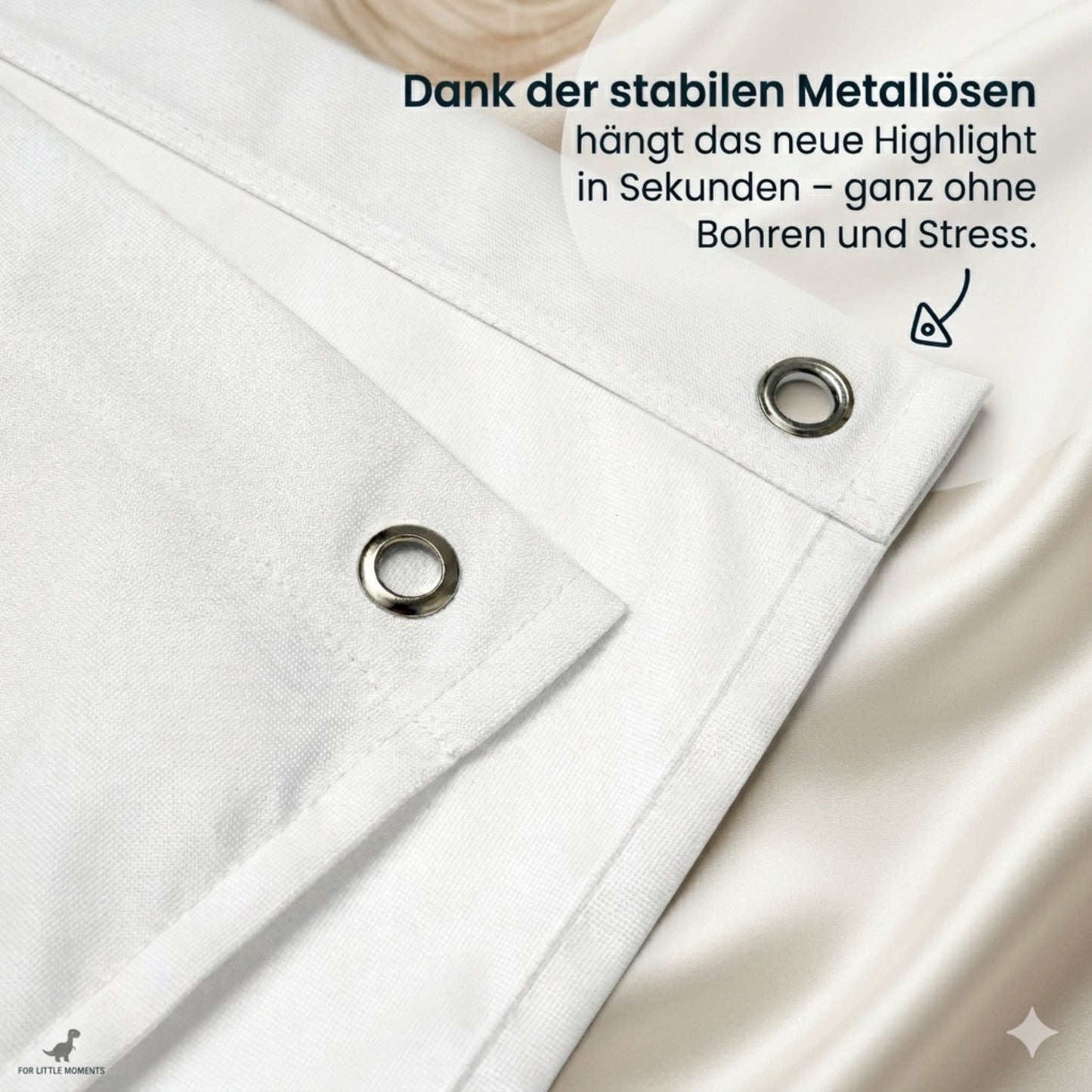 Hochwertige Metallösen zur einfachen Befestigung der for little moments Wandbanner