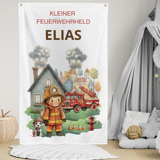 Feuerwehrheld – Personalisierter Wandbanner fürs Kinderzimmer