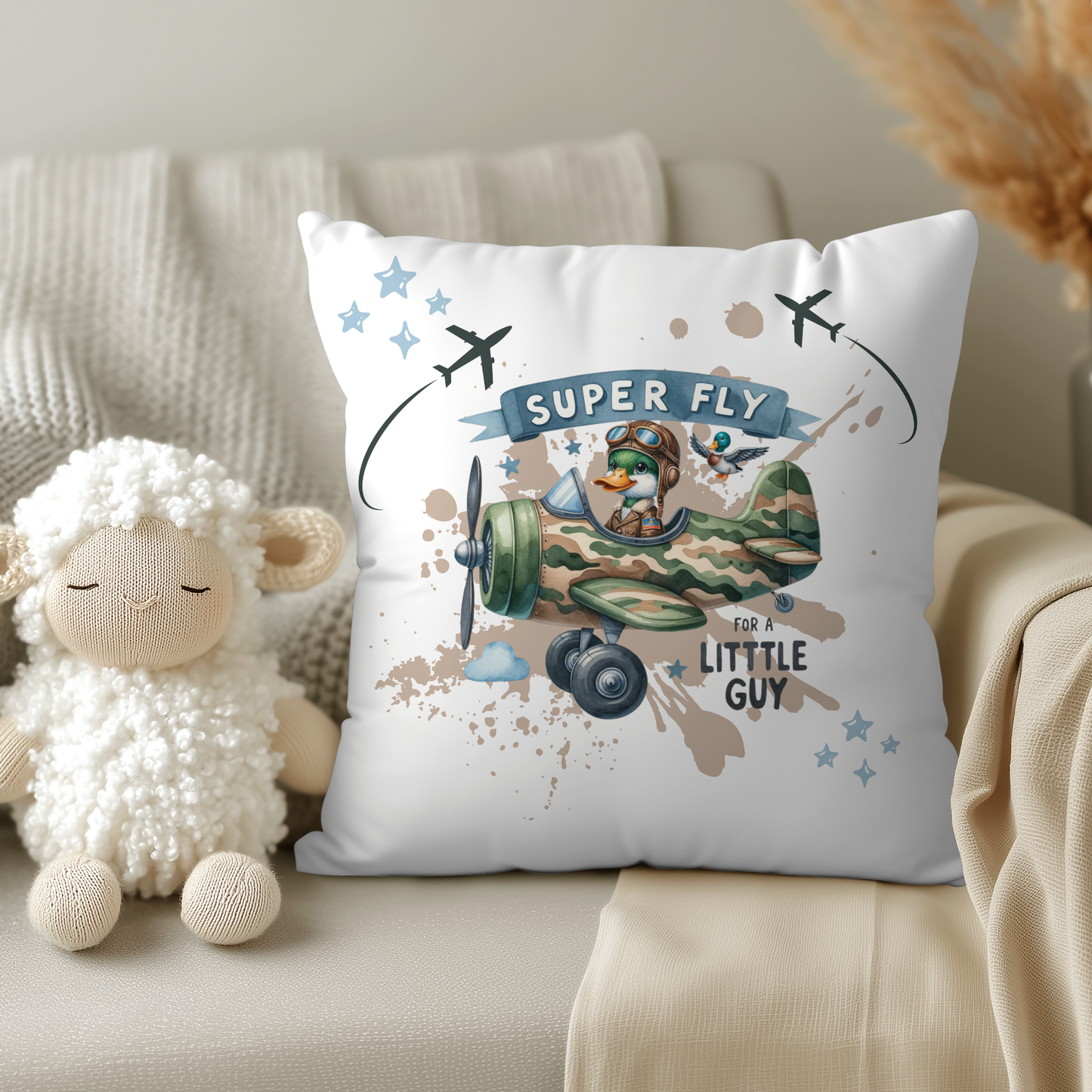 Super Fly- Kinderkissen mit Flugzeugmotiv & Name