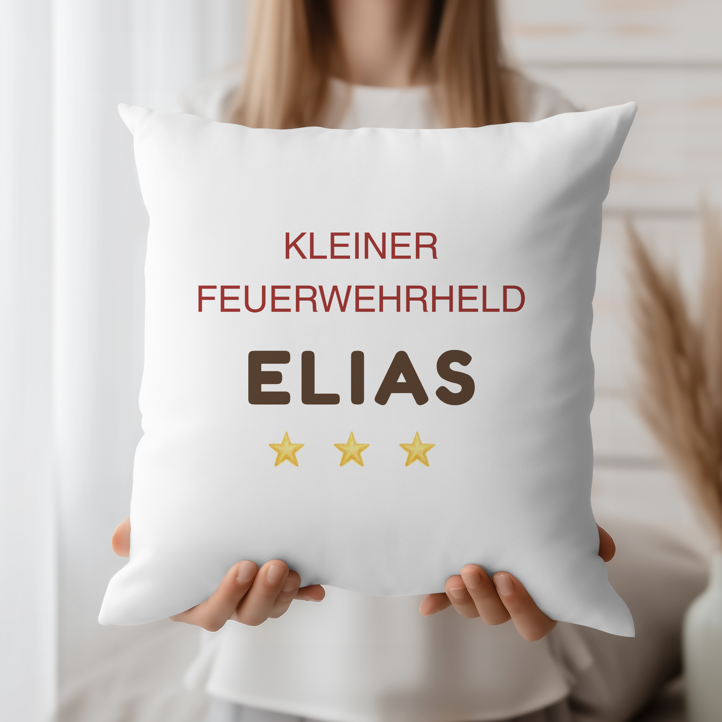 Kinderkissen mit Namen " kleiner Feuerwehrheld"