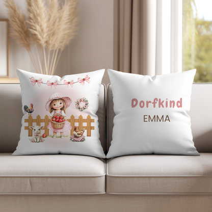Kinderkissen mit Name " Dorfmädchen"- für kleine Landmomente