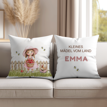 personalisierter Kissenbezug Mädchen vom Land