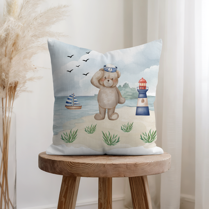 Detailaufnahme der hochwertigen Kissenhülle 40x40 cm aus robustem Stoff mit langlebigem Textildruck.