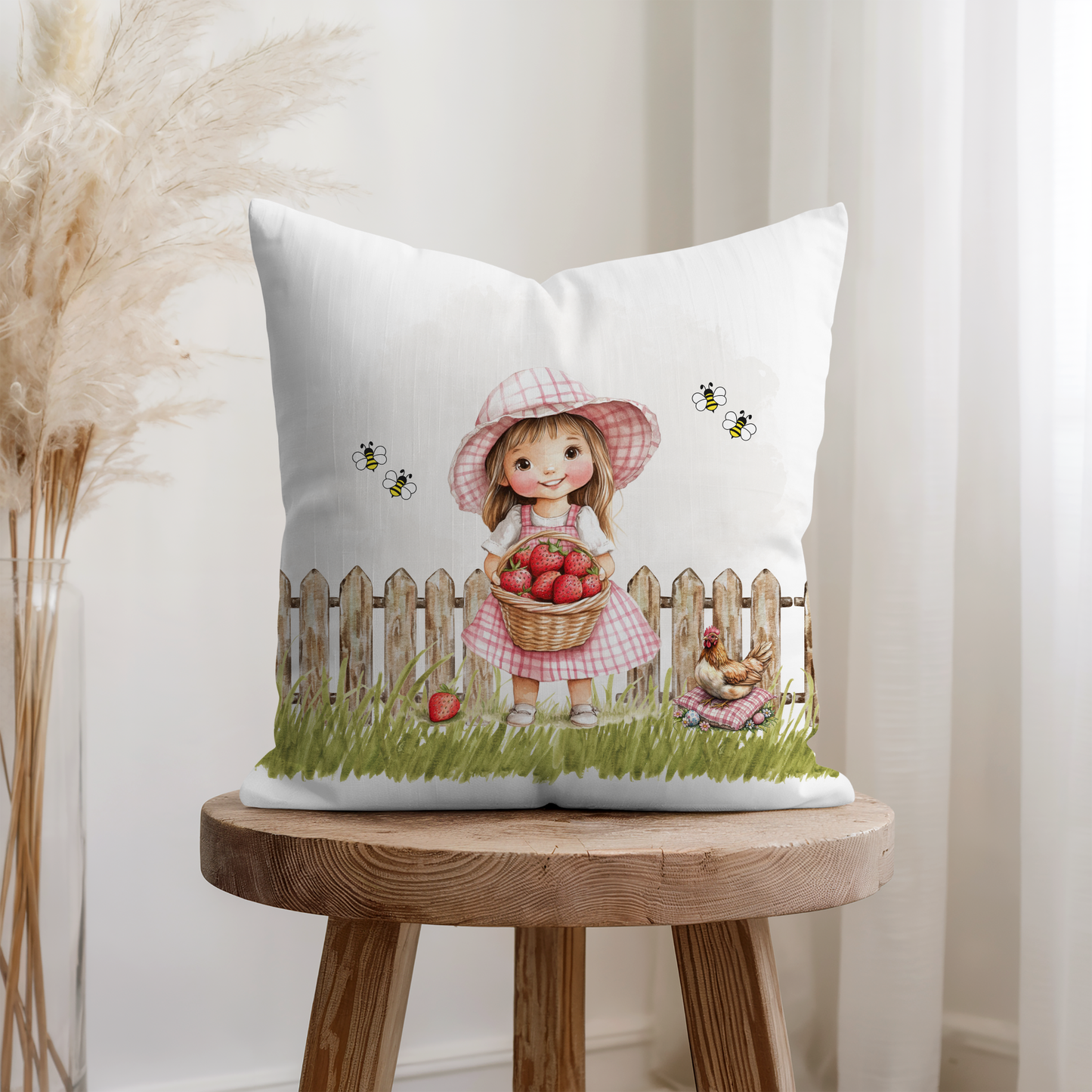 personalisierter Kissenbezug Mädchen vom Land