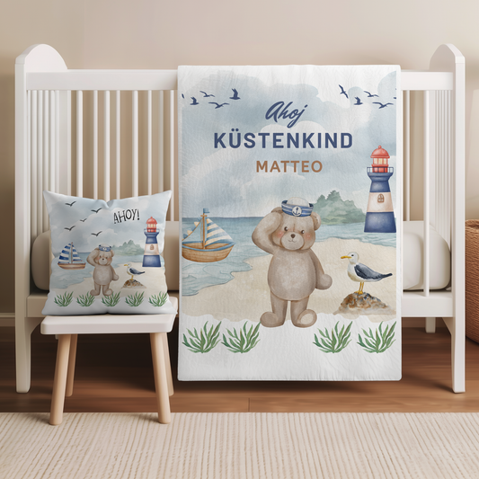 Küstenkind- personalisierte Babydecke für kleine Nordlichter
