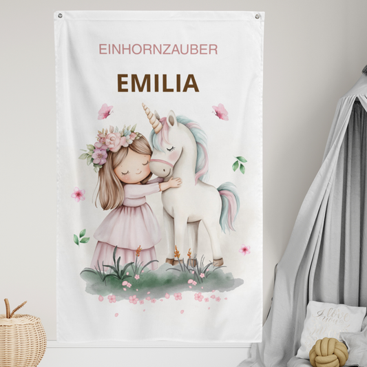 Einhornzauber– Personalisierter Wandbanner fürs Kinderzimmer