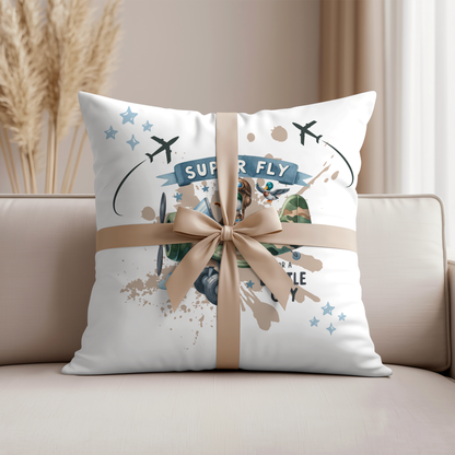 Super Fly- Kinderkissen mit Flugzeugmotiv & Name