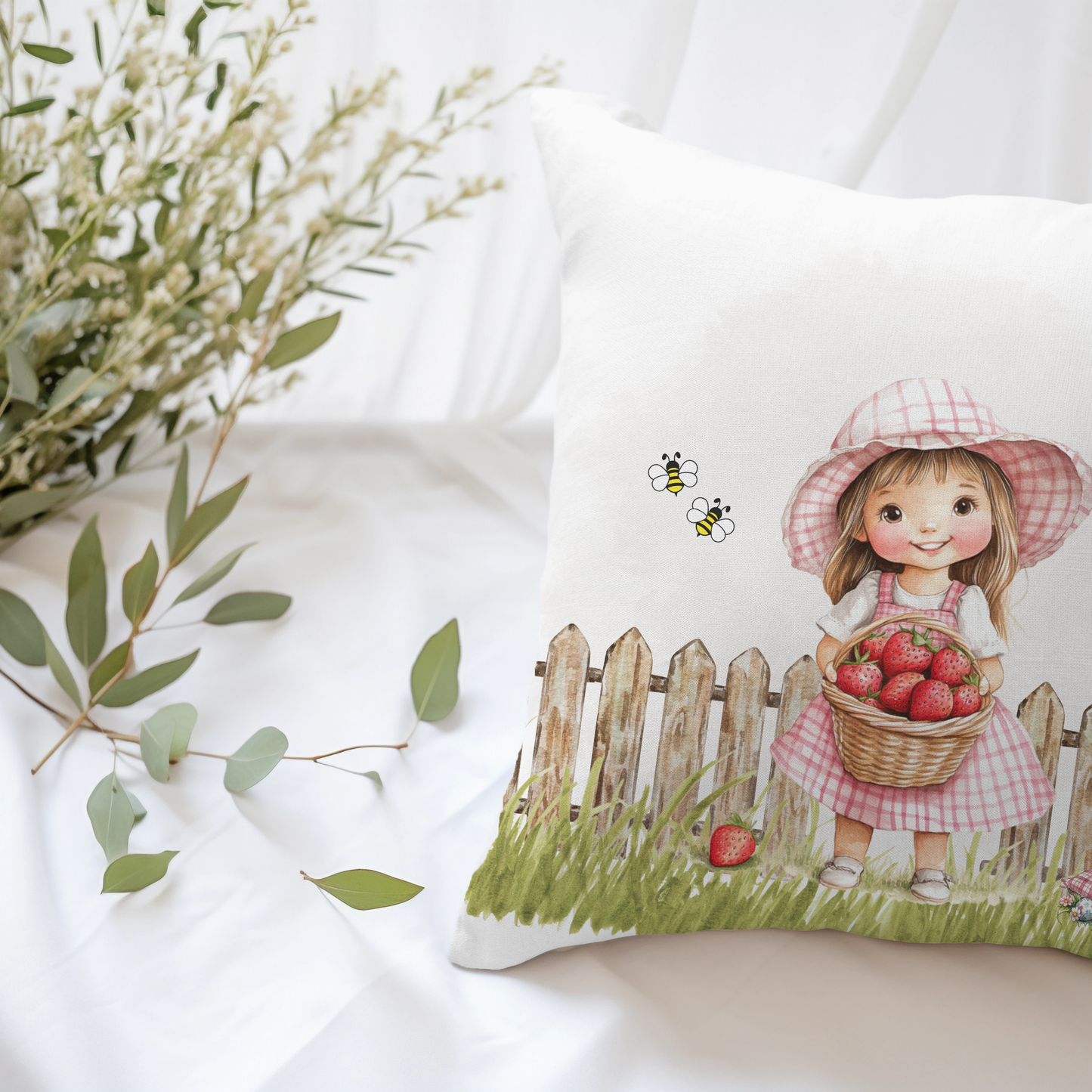 personalisierter Kissenbezug Mädchen vom Land