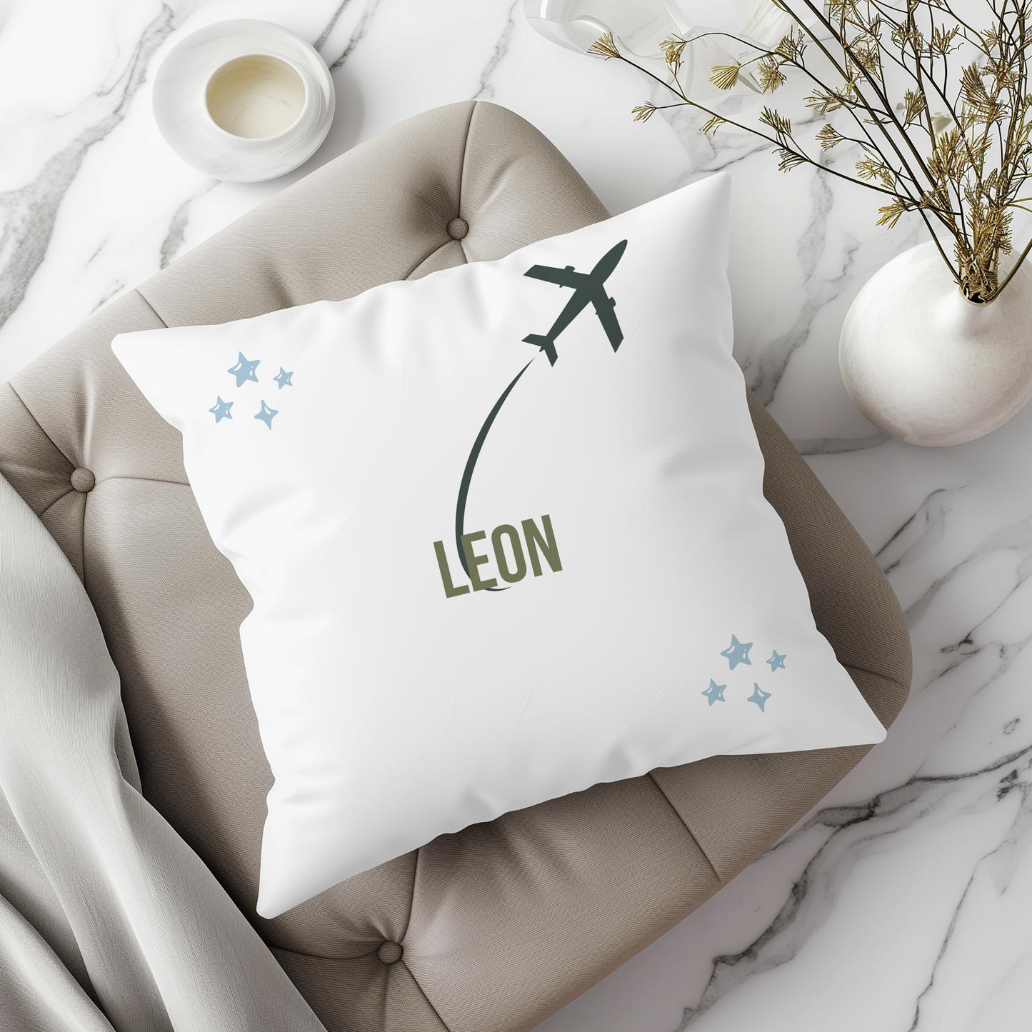 Super Fly- Kinderkissen mit Flugzeugmotiv & Name