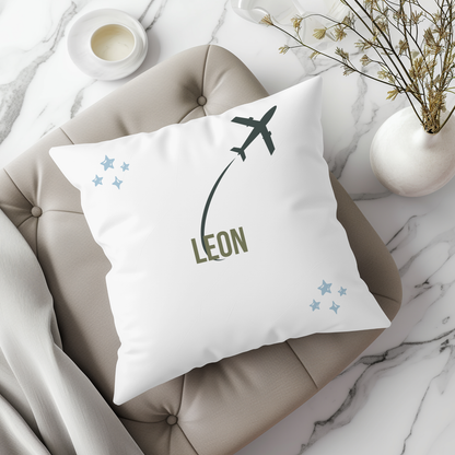Super Fly- Kinderkissen mit Flugzeugmotiv & Name