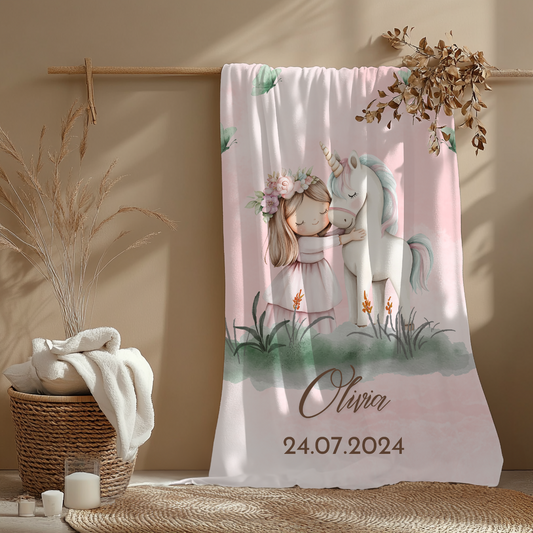 Einhornliebe  – personalisierte Babydecke mit Herzklopfen-Garantie