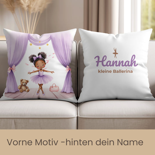 Zauberhaftes lila Ballerina-Kissen mit Namen