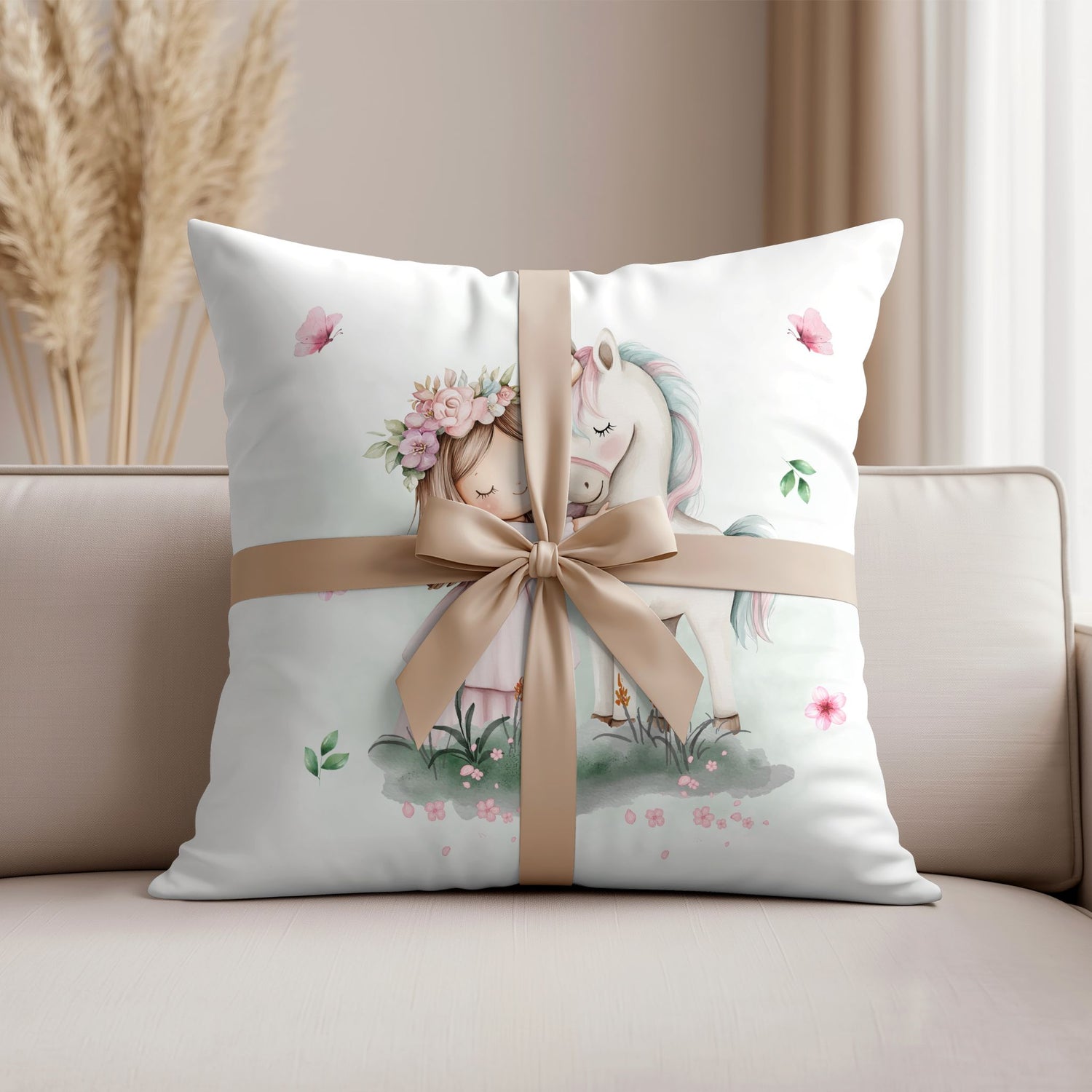 Personalisierte Geschenkidee für Mädchen: Kuschelkissen Einhornzauber mit Namen als besonderes Erinnerungsstück.