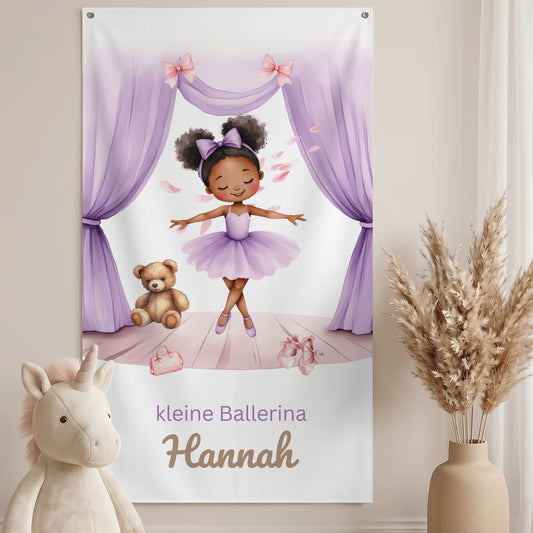 Wandbanner Ballerina mit Wunschname – Flieder