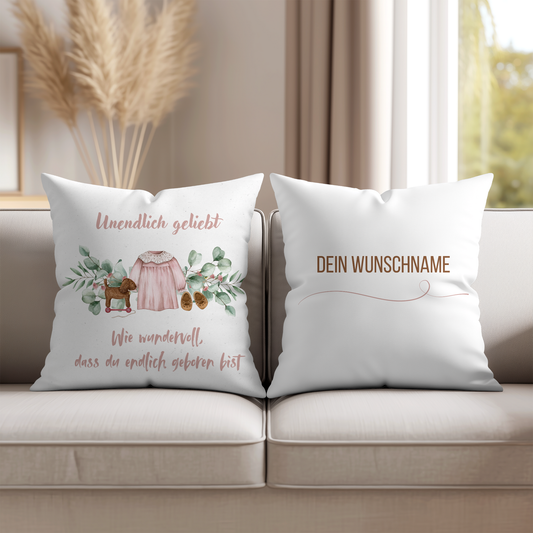 personalisiertes Geburtskissen „Unendlich geliebt“