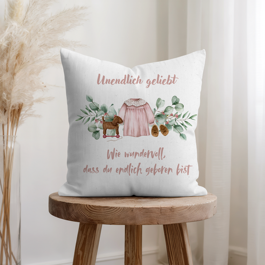 personalisiertes Geburtskissen „Unendlich geliebt“