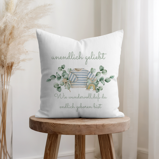 personalisiertes Geburtskissen für Jungs „Unendlich geliebt "
