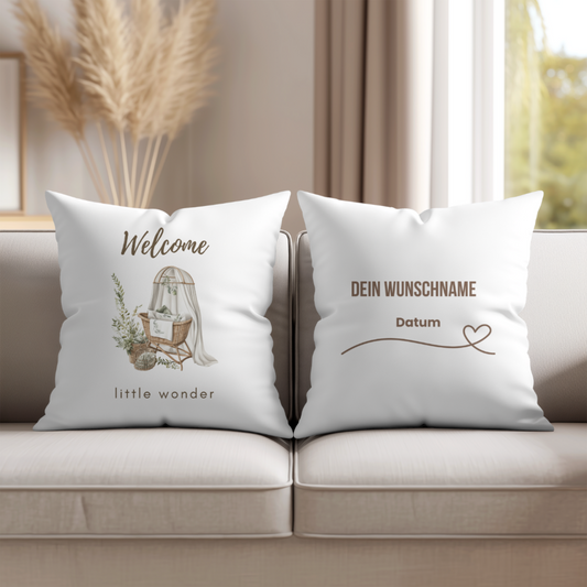 Geburtskissen mit Name & Datum "Welcome kleines Wunder "
